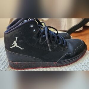 Jordan Men's Black High-Top Sneakers with Red Speckled Midsole